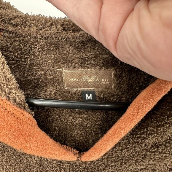 Wooly Bully Fuzzy Fleece Hoodie Brown and Orange Size Medium - Picture 6 of 7